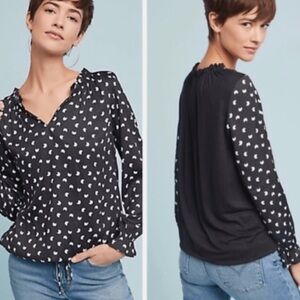 Anthropologie  Dolan Left Coast Ruffle Moon Print French Quarter Blouse Sz Small
